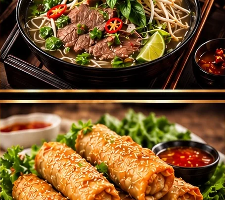 Vietnamesische Phở mit frischen Kräutern