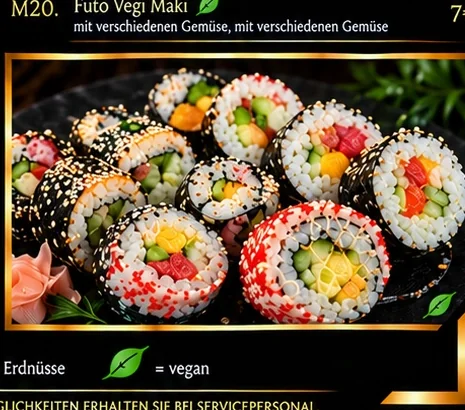 Sushi-Maki mit verschiedenen Füllungen